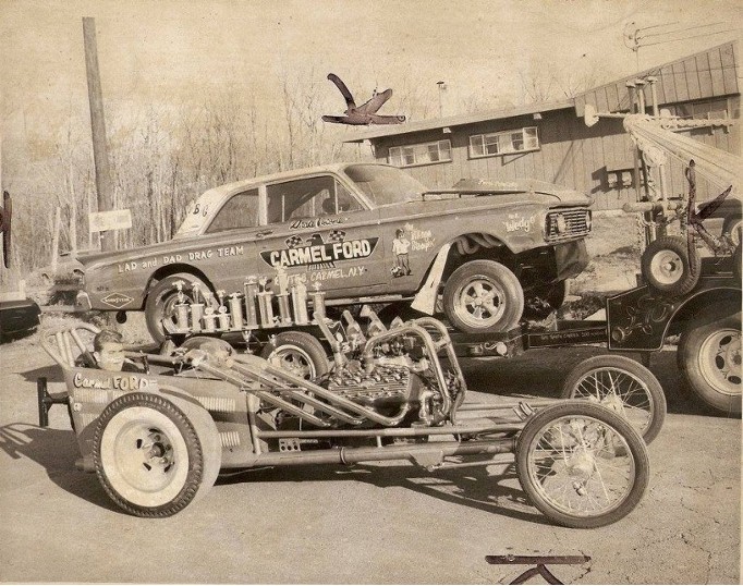 my dad's Chassis Research flathead dragster...& our first home-built door car...A/G '62 427 Comet...looking back...crude...at best...hadda' start somewhere !!!
