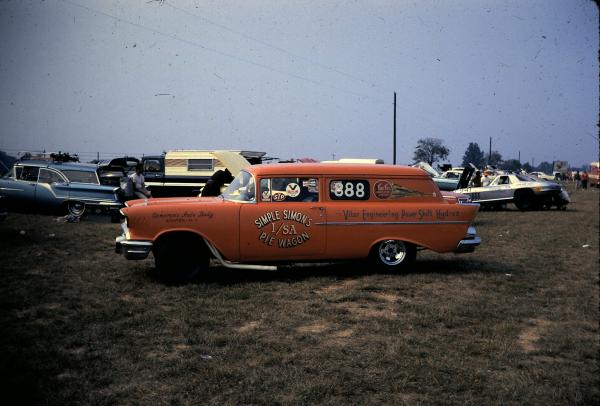 First race car for Simon and Biebel at Indy in1966.  283/220 4 speed hydro....
Got the "T" for making it to the class final.
Unfortunately Winner and R/up(us) were DQ'ed in the barn.
We were the last car thru the teardown process that day and it was late....I was 19 years old at time. My partner was 20. 
We lied about who was driving when we filled out the entry. 
The lady said you had to be 21 to drive......or go home and get your mothers permission and signature in writing......Sure....we're doing that.....No way...We hired a substitute driver......well on paper anyway.....LOL