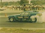 Candy Blue Mustang...Logghe stamping chassis...originally Pete Gates/Gate Job...the Wayne Gapp gas funny car with Mach1 body...which we ran the AHRA...