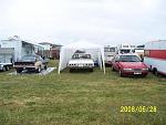 First go with car after 4 years restoration and lot of headache. 
Our place in the S/SS  pit at Vasteras ,sweden.  (the red SAAB are 
not ...) 
Et...