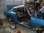 replacing passenger door which was from a '68. original Jamaica Blue (B7) cuda w/Deluxe X9 interior. this car was painted Silver by the original...