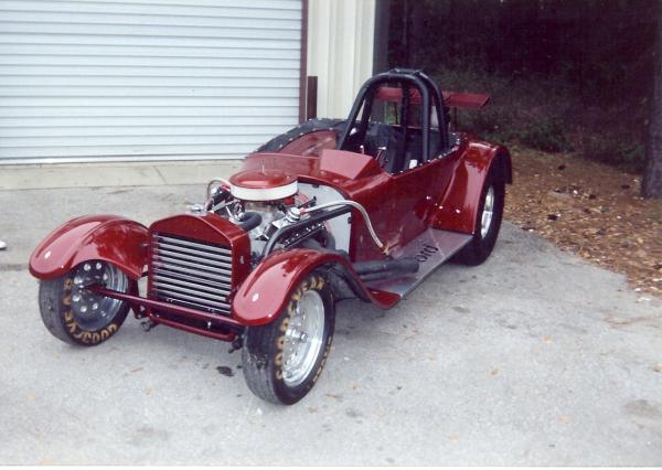MARCH 1992 Orlando FL My first ride in the States was this 27 Roadster with a 383 SBC it ran a best a 9.55 but was to small for me to drive so after five month I sold it.